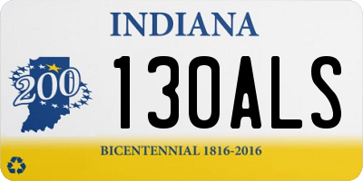 IN license plate 130ALS
