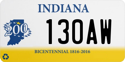 IN license plate 130AW