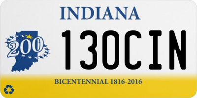 IN license plate 130CIN