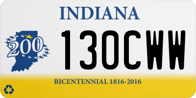 IN license plate 130CWW