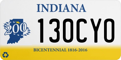IN license plate 130CYO