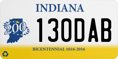IN license plate 130DAB