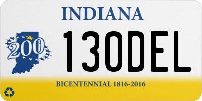 IN license plate 130DEL
