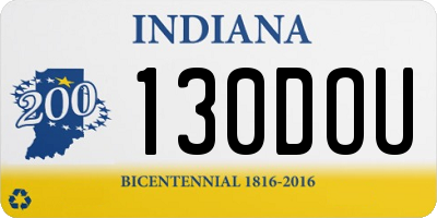 IN license plate 130DOU