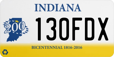 IN license plate 130FDX