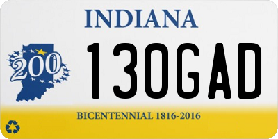 IN license plate 130GAD