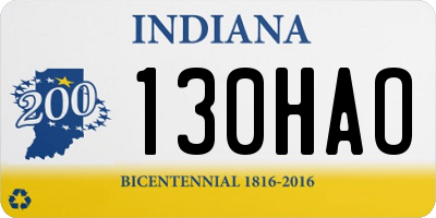IN license plate 130HAO