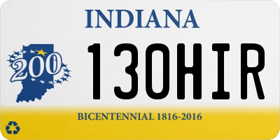 IN license plate 130HIR