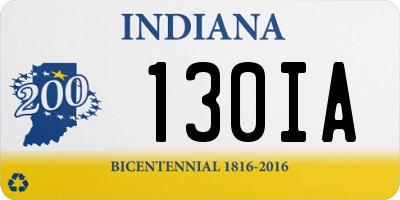 IN license plate 130IA