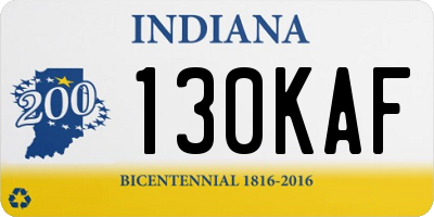 IN license plate 130KAF