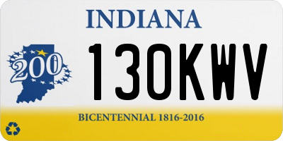 IN license plate 130KWV