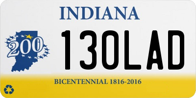 IN license plate 130LAD