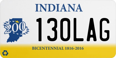 IN license plate 130LAG