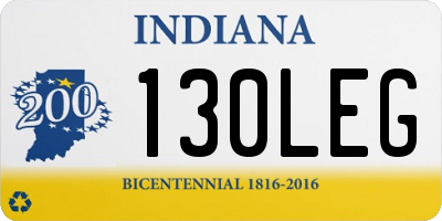 IN license plate 130LEG
