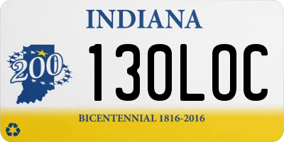 IN license plate 130LOC