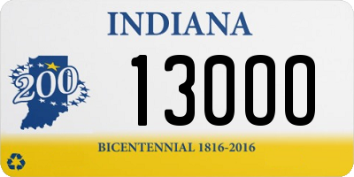 IN license plate 130OO