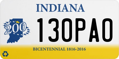 IN license plate 130PAO
