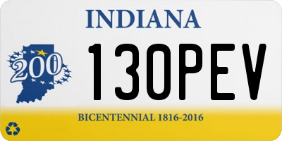 IN license plate 130PEV