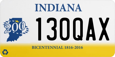 IN license plate 130QAX