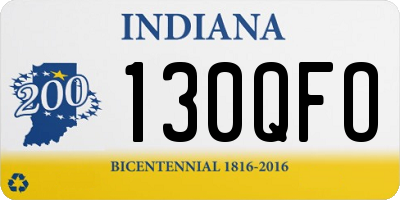 IN license plate 130QFO