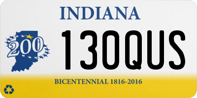 IN license plate 130QUS