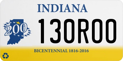 IN license plate 130ROO