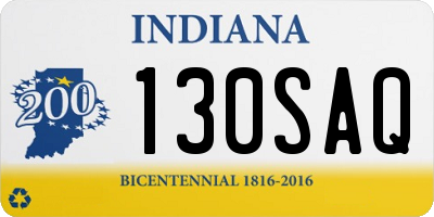 IN license plate 130SAQ