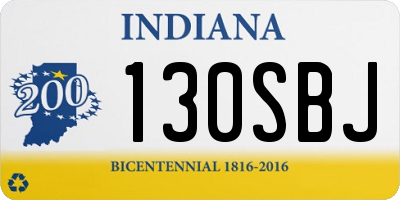 IN license plate 130SBJ