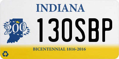 IN license plate 130SBP