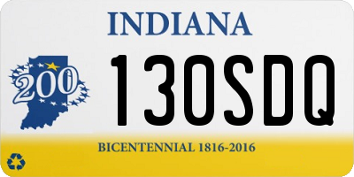IN license plate 130SDQ