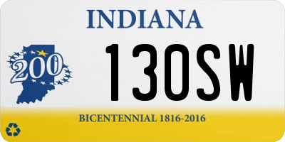 IN license plate 130SW