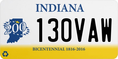 IN license plate 130VAW