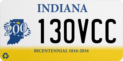 IN license plate 130VCC
