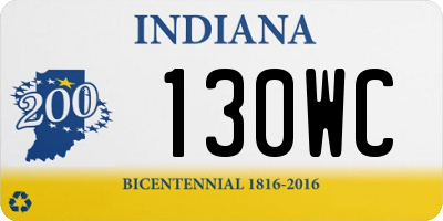 IN license plate 130WC