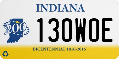 IN license plate 130WOE