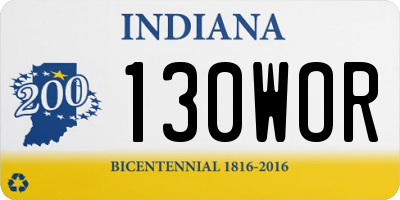 IN license plate 130WOR