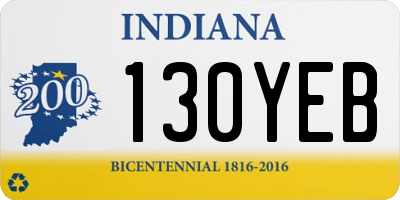 IN license plate 130YEB