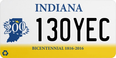 IN license plate 130YEC