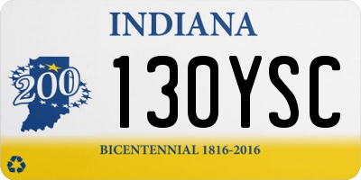 IN license plate 130YSC
