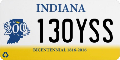 IN license plate 130YSS