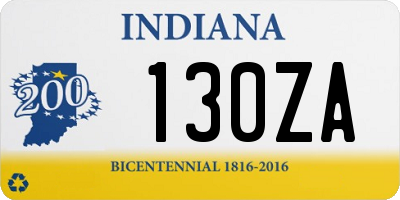 IN license plate 130ZA