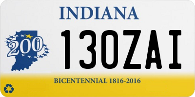 IN license plate 130ZAI