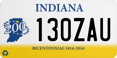 IN license plate 130ZAU