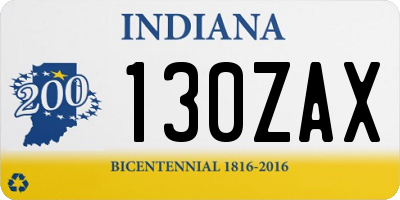 IN license plate 130ZAX