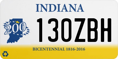 IN license plate 130ZBH