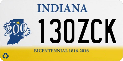 IN license plate 130ZCK