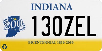 IN license plate 130ZEL