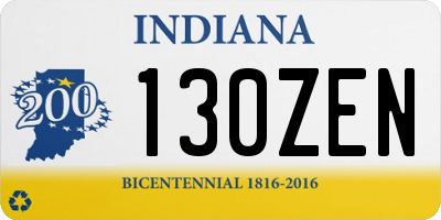 IN license plate 130ZEN