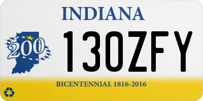 IN license plate 130ZFY