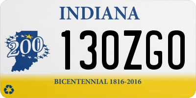 IN license plate 130ZGO